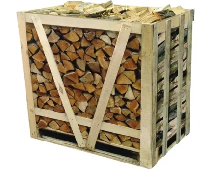 Palette mit 1 Raummeter Holz in 50 cm – Mischung aus Harthölzern (Buche, Eiche, Hainbuche)